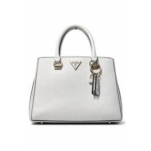 GUESS White Saffiano Structured Satchel | Gold Hardware Designer Handbag